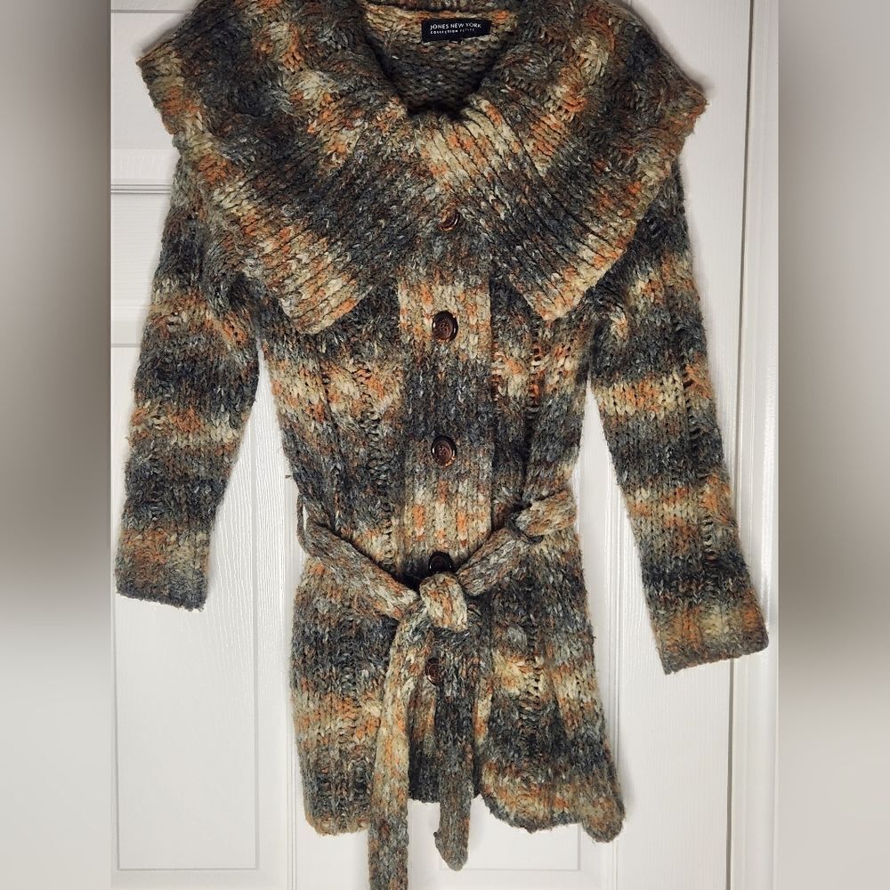 Jones New York Collection MP Melange Lsl Knit WOOL BlendButtonsUp Women Cardigan